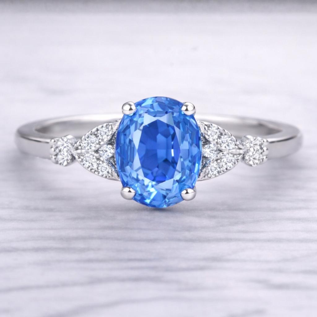 2.56ct Unheated Cornflower Blue Sapphire